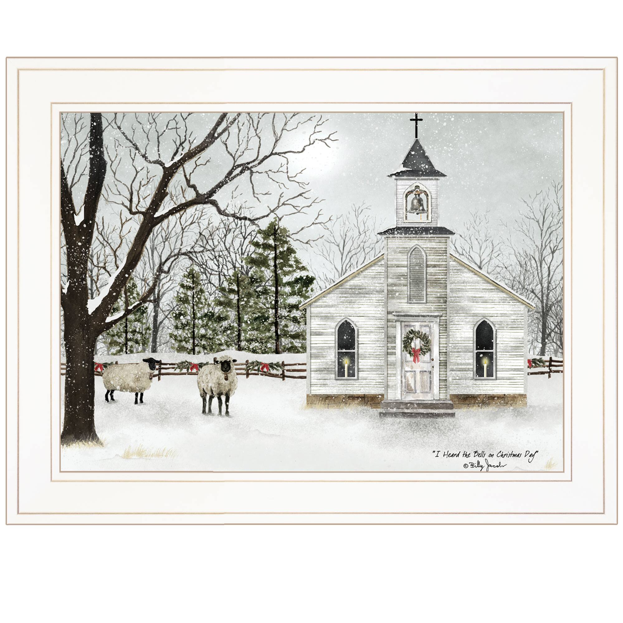 Front. TinyHomie - I Heard the Bells on Christmas Billy Jacobs Ready to Hang Framed Print White Frame - white.