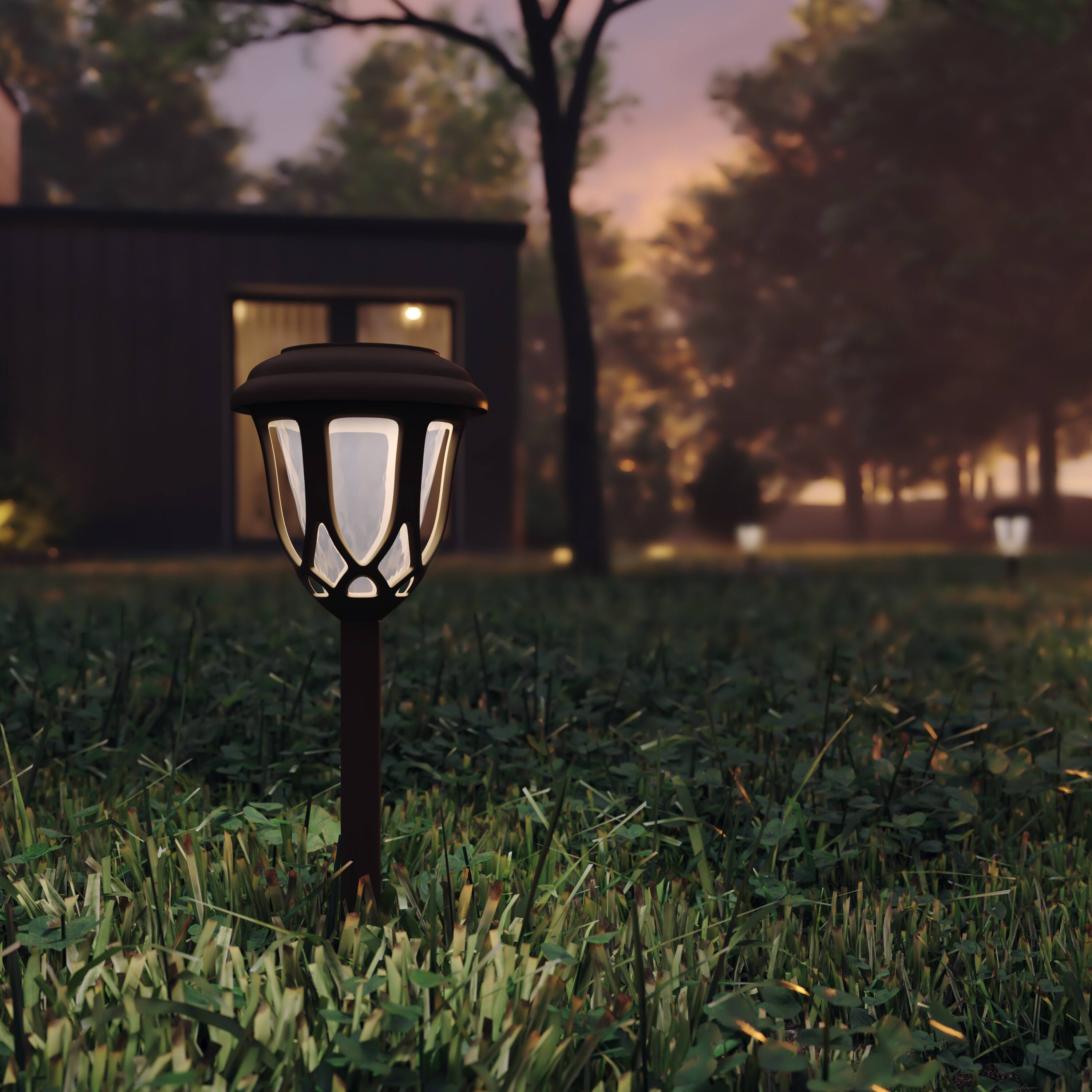 Alt View 2. Emma + Oliver - Flared Style Solar Powered LED Decorative Polypropylene Lights  - Set of 8 - Brown.