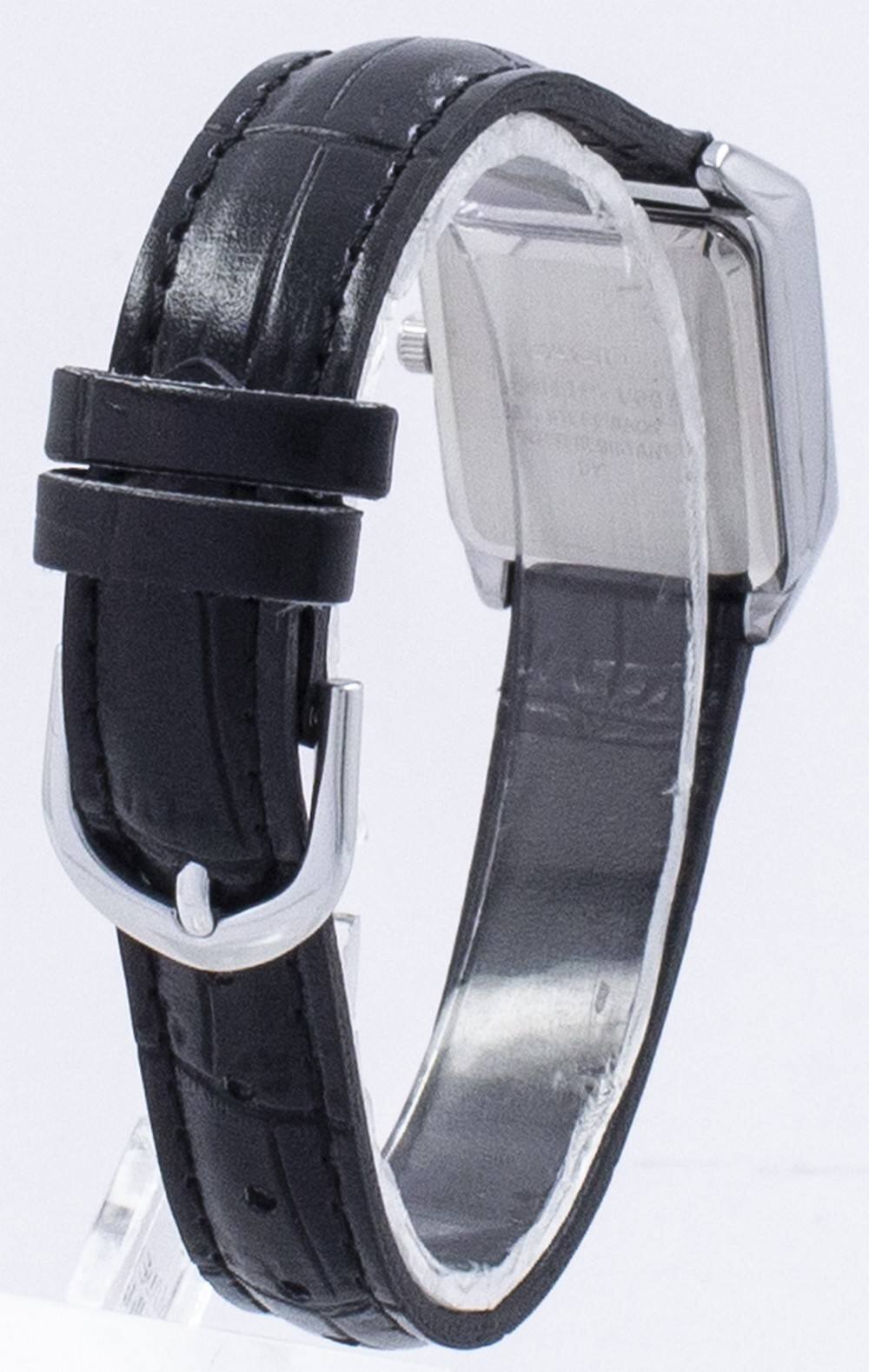 Left. Casio - Analog Quartz LTP-V007L-7E1 Ladies Watch Leather Strap Silver Dial 30M - Black.
