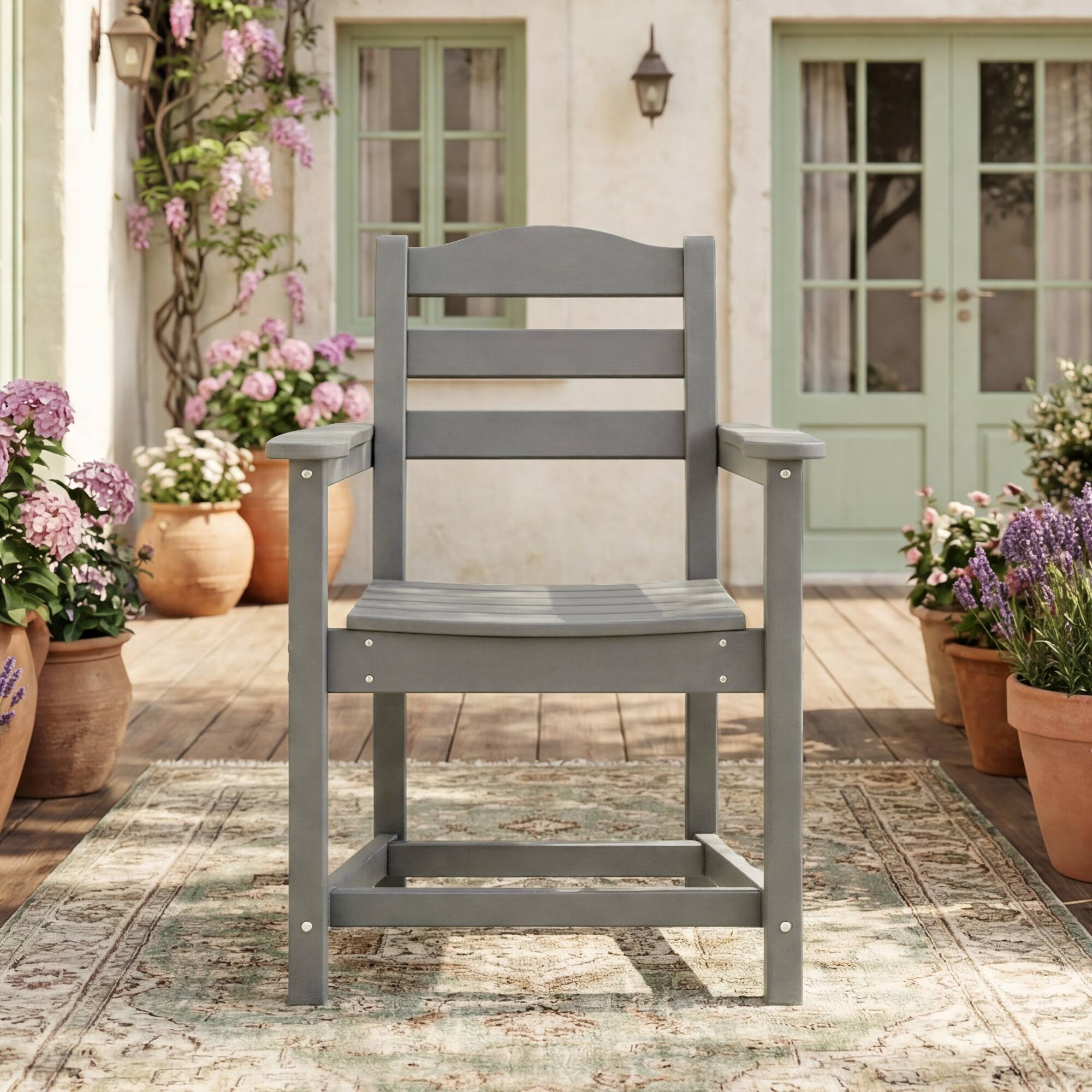 Alt View 6. Famapy - Pairs of HDPE Outdoor Dining Chair - 4 Colors Weatherproof Patio Armchair for Garden, Poolside 330LBS Capacity - Gray.