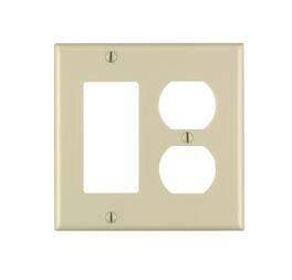 Leviton - 2 gang Plastic Decorator/Duplex Wall Plate 1 pk - Ivory