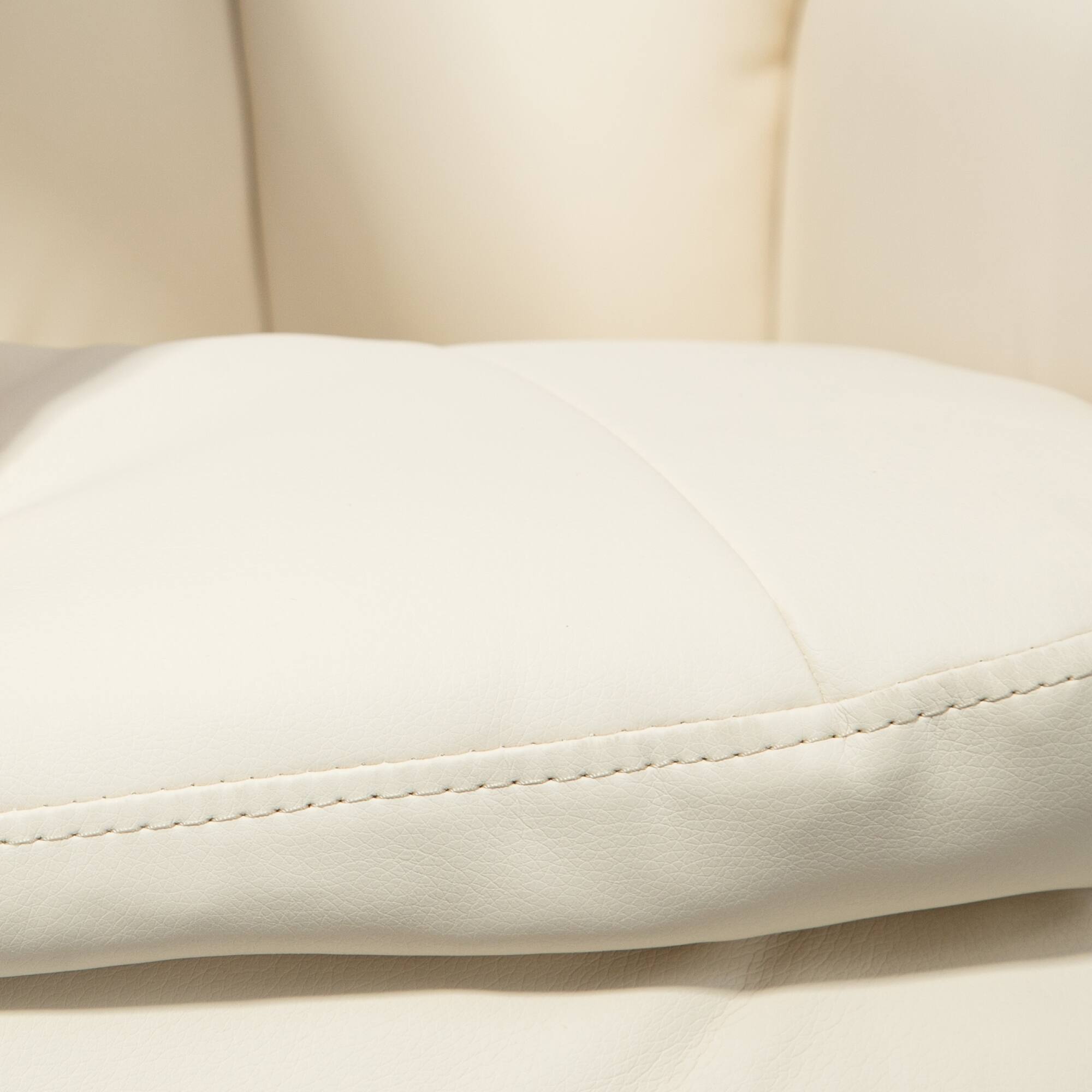 Alt View 8. Homcom - Leather Recliner Chair with Ottoman, Swivel Recliner and Ottoman with Round Wrapped Base for Living Room - Cream White.