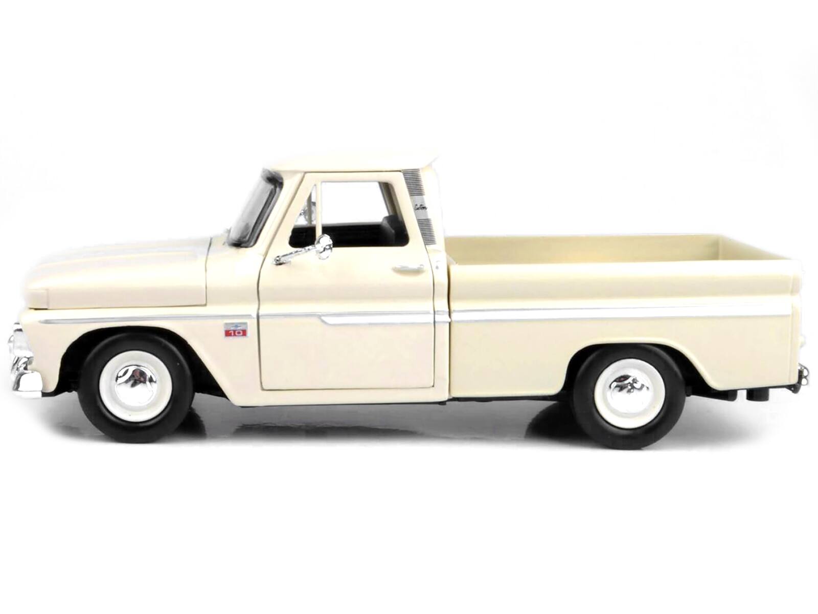 Alt View 1. Motormax - 1966 Chevrolet C10 Fleetside Pickup Truck Cream 1/24 Diecast Model Car by Motormax.