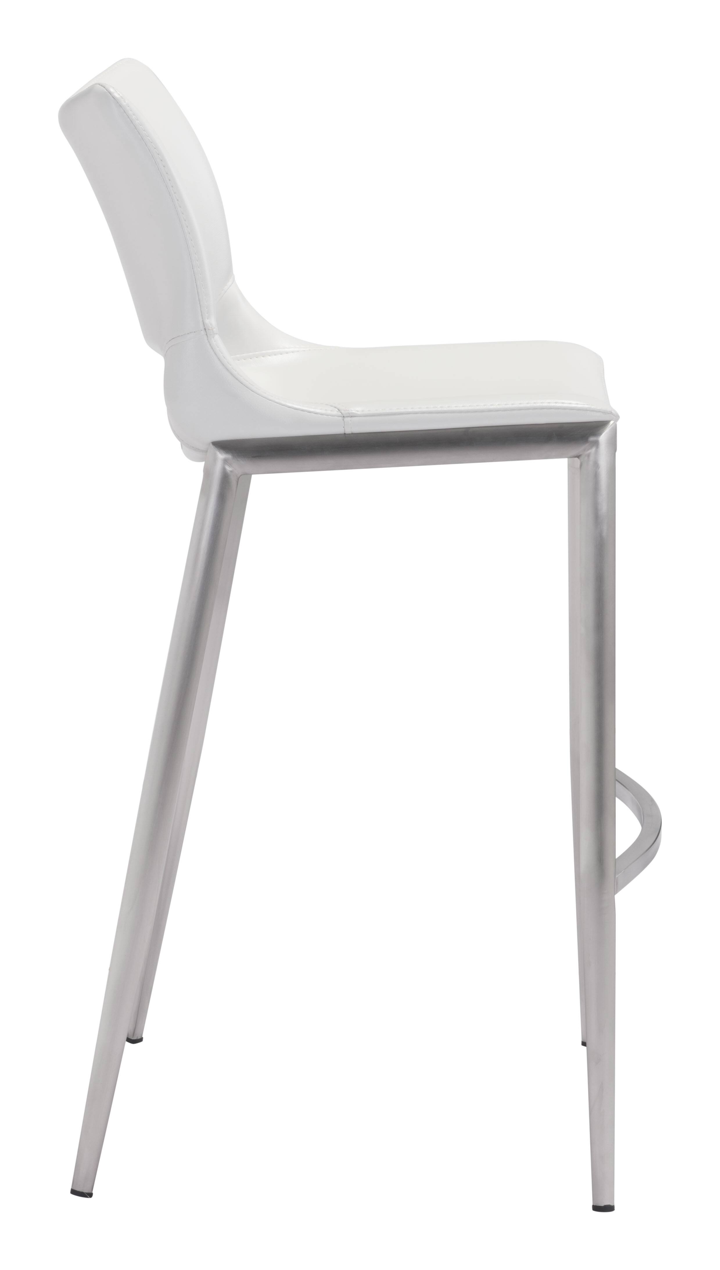 Back. Hivvago - Ace Barstool (Set of 2) White & Silver - White & Silver.