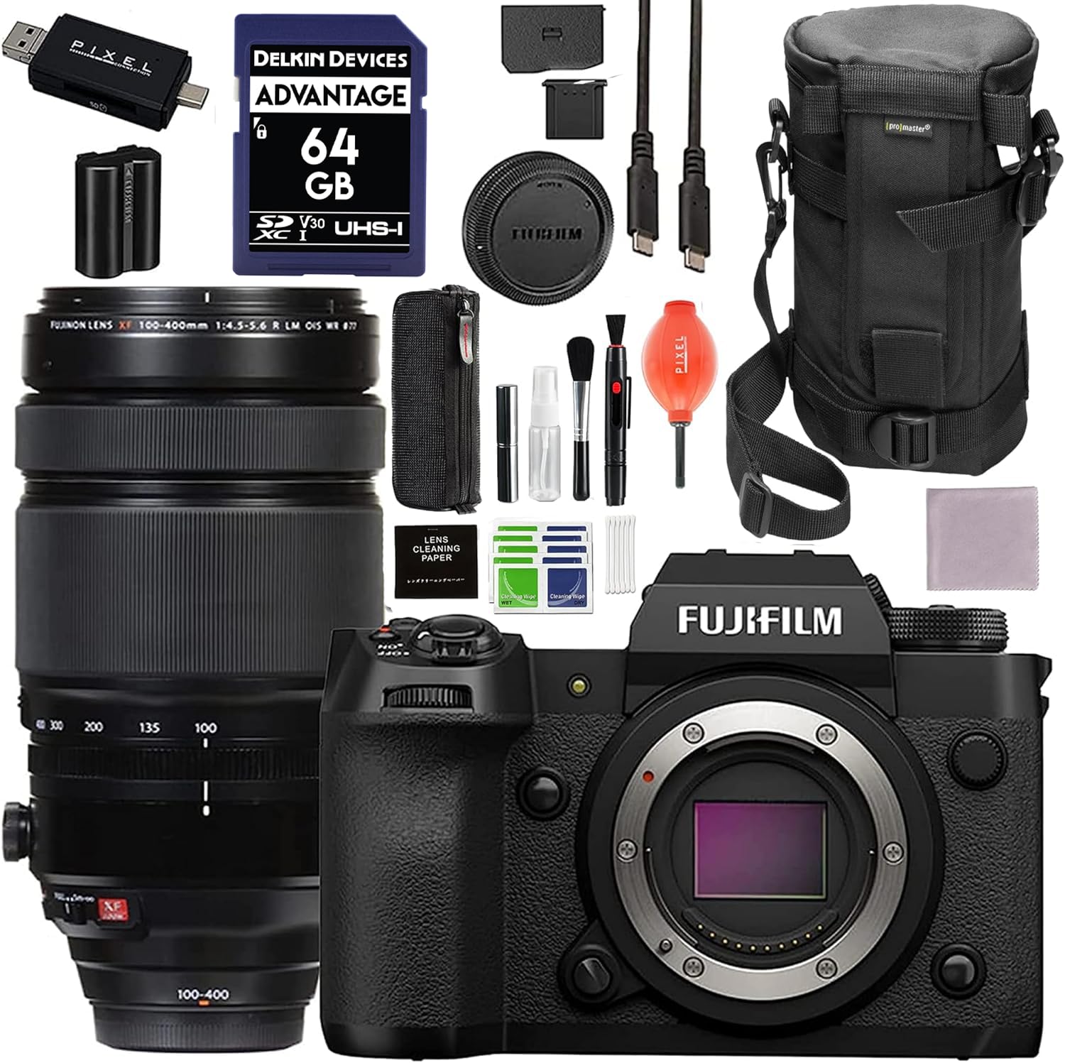 PIXEL LENS CLEANING PAPER  
FUJIFILM 300 200 135 100  
AF 100-400  
FUJINON LENS XF 100-400mm 1:4.5-5.6 R LM OIS WR  
DELKIN DEVICES ADVANTAGE 64 GB SP V30 UHS-I XC I  
PIXEL LENS CLEANING PAPER  
FUJIFILM
