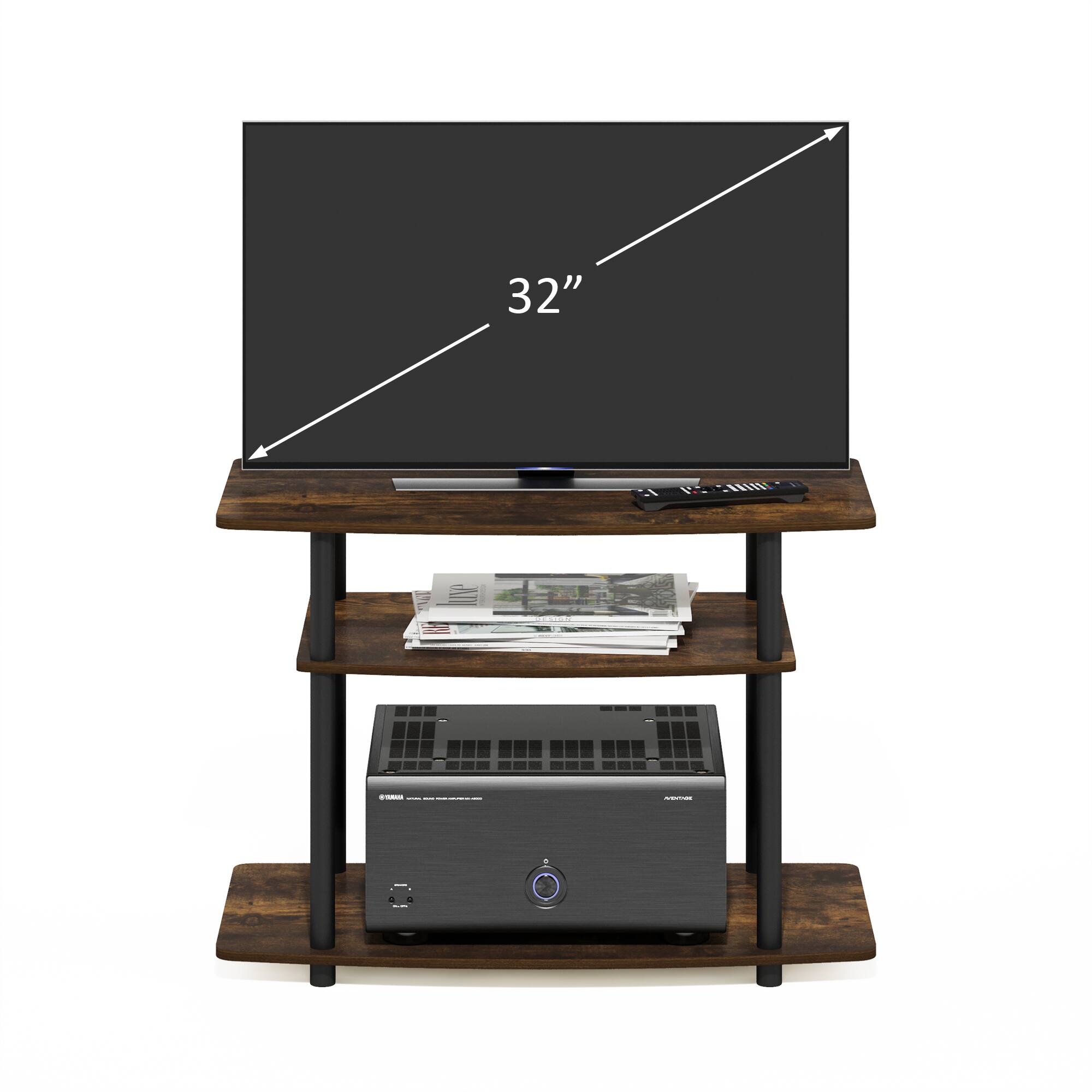 Alt View 4. Furinno - Turn-N-Tube No Tools 3-Tier TV Stands - Amber Pine/Black.