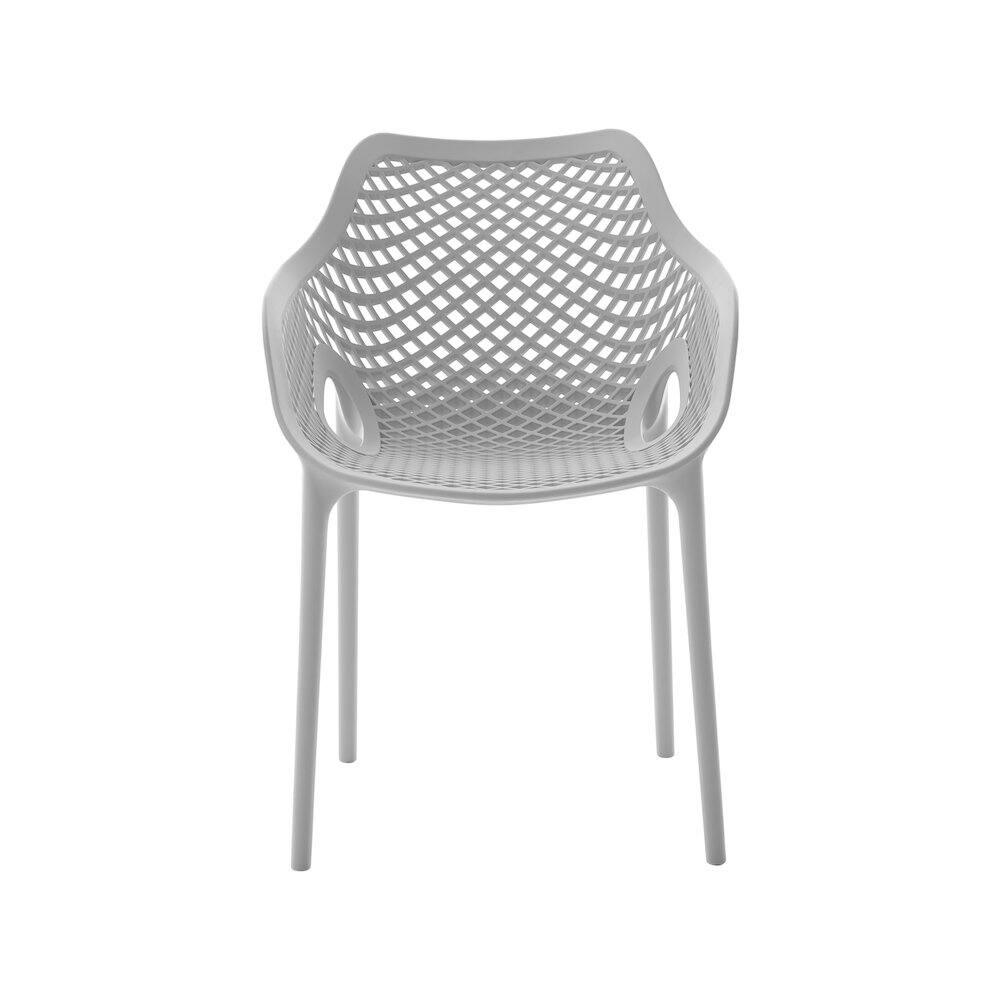 Back. Meridian Furniture - Mykonos Grey Outdoor Patio Dining Chair, Set of 4 - Grey.