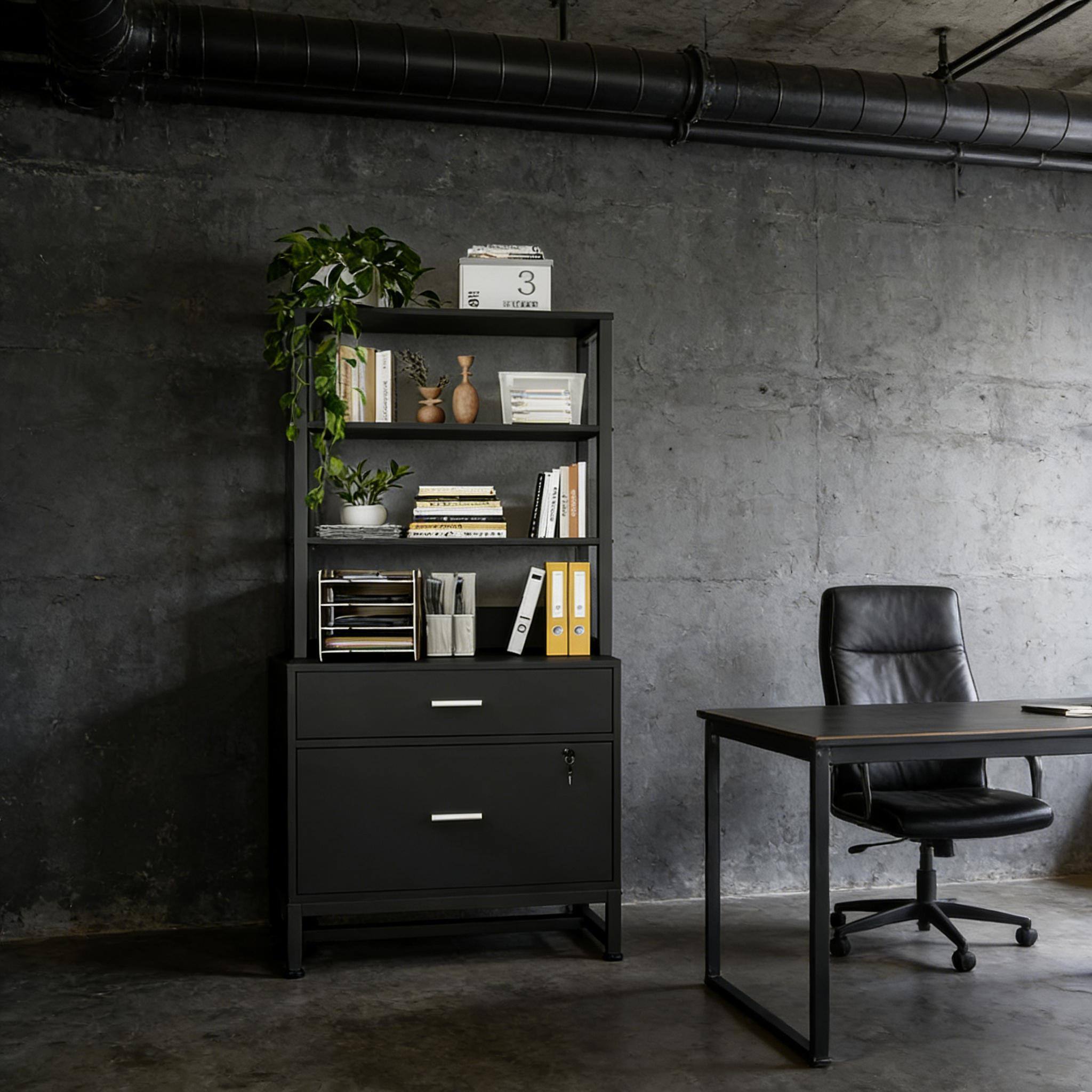 Alt View 1. Forest'nSky - 2-Drawer Sturdy File Cabinet - Ample Storage for Office & Home,Black.