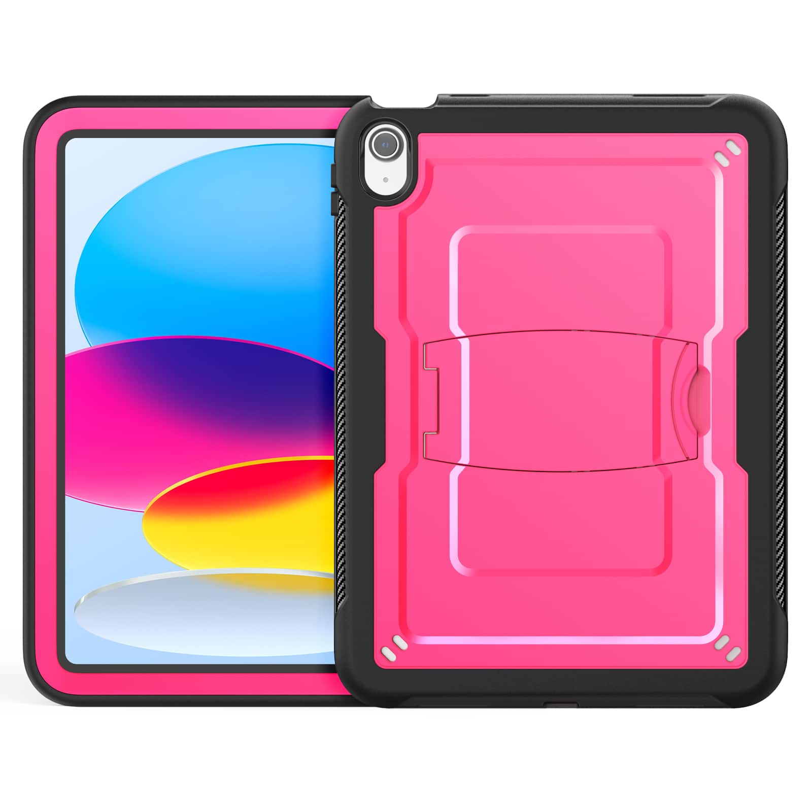Dteck - Rugged Case for iPad A16 11th Gen 2025 / iPad 10th Gen 10.9" 2022, Heavy Duty Shockproof Cover with Kickstand - Rose