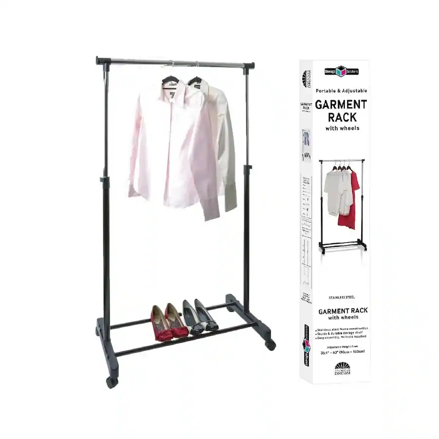 Build Simple Clothes Rack J&V TEXTILES Stainless Steel Double Rod Clothes Rack Black - Best Buy