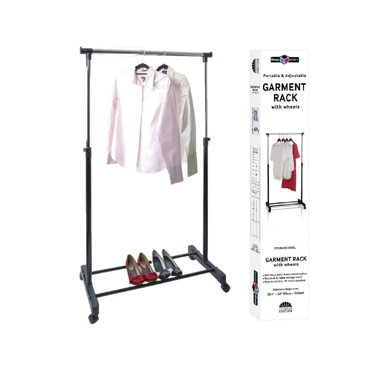 J&V TEXTILES Stainless Steel Double Rod Clothes Rack Black - Best Buy