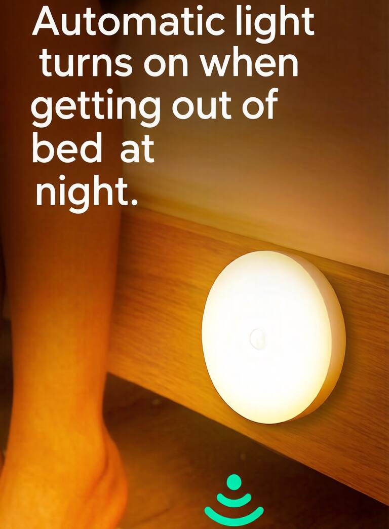 Automatic light turns on when getting out of bed at night.