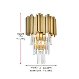 Elegant Lighting - Willow 12 Inch Wall Sconce In Satin Gold - Satin Gold And Clear