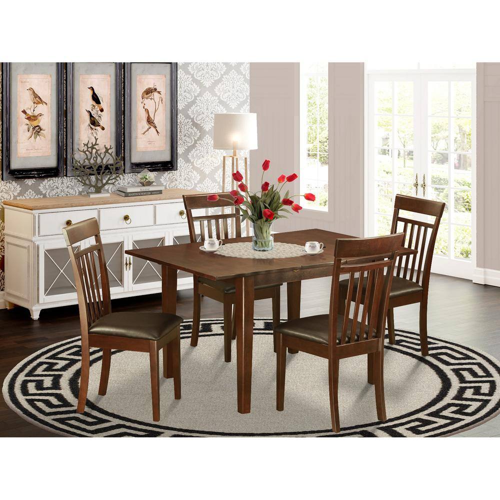 Back. East West Furniture - 5 PC small Kitchen Table set - dinette Table with 4 Kitchen Dining Chairs - Mahogany.