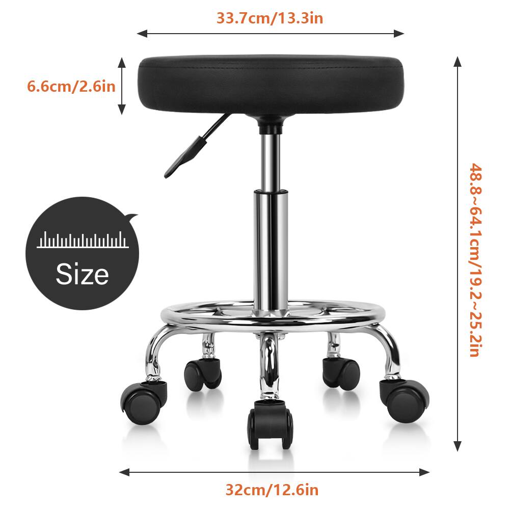 - Width: 33.7cm / 13.3in
- Depth: 32cm / 12.6in
- Height: 48.8~64.1cm / 19.2~25.2in
- Seat Height: 6.6cm / 2.6in
