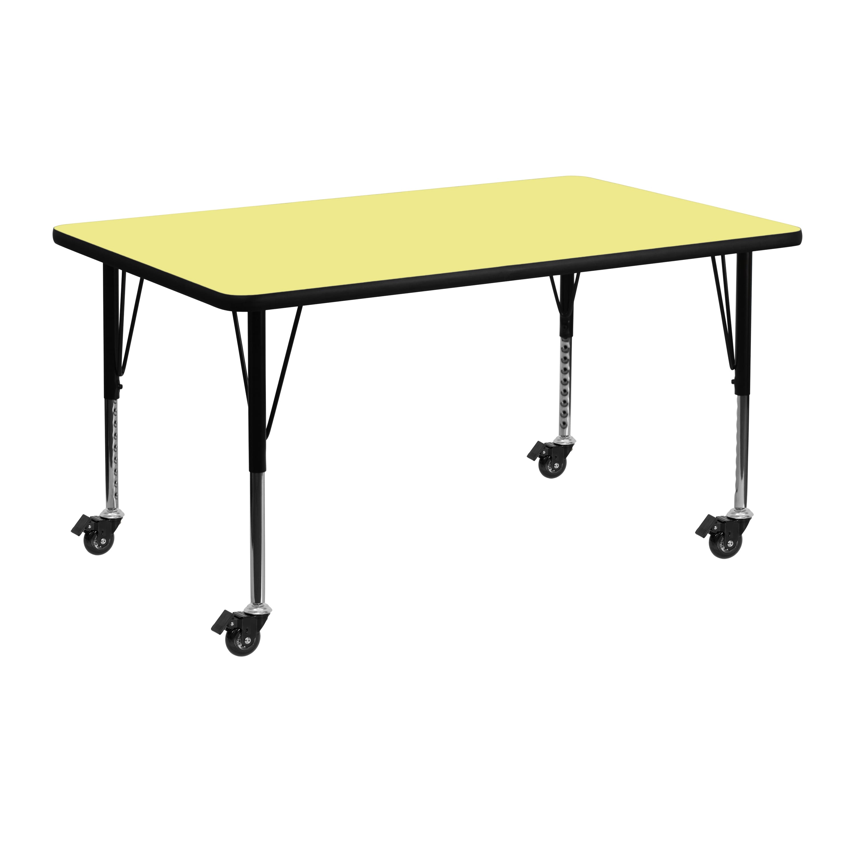 Flash Furniture - Wren Mobile 24''W x 48''L Rectangular Thermal Laminate Activity Table - Height Adjustable Short Legs - Yellow price history on PriceWatchPro