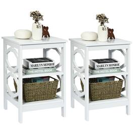 Ecooso - 2 Pieces 3-Tier End Side Table Set with Stable Structure and Open Storage, Beside Table for Home - White