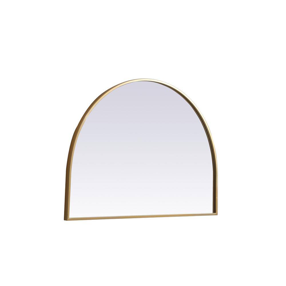 Left. Elegant Decor - Metal Frame Arch Mirror 33x24 Inch in Brass - Brass.