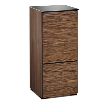 Front. Salamander Designs - Salamander Designs Chameleon Collection Denver 517 Single AV Cabinet (Deep Textured Medium Walnut with Black Glass Top) - Walnut.