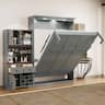 Anysun - Queen Size Murphy Bed with Storage Cabinet, Wine Rack, Glass Holder, Drawers and Multi-Color LED Strip - Gray