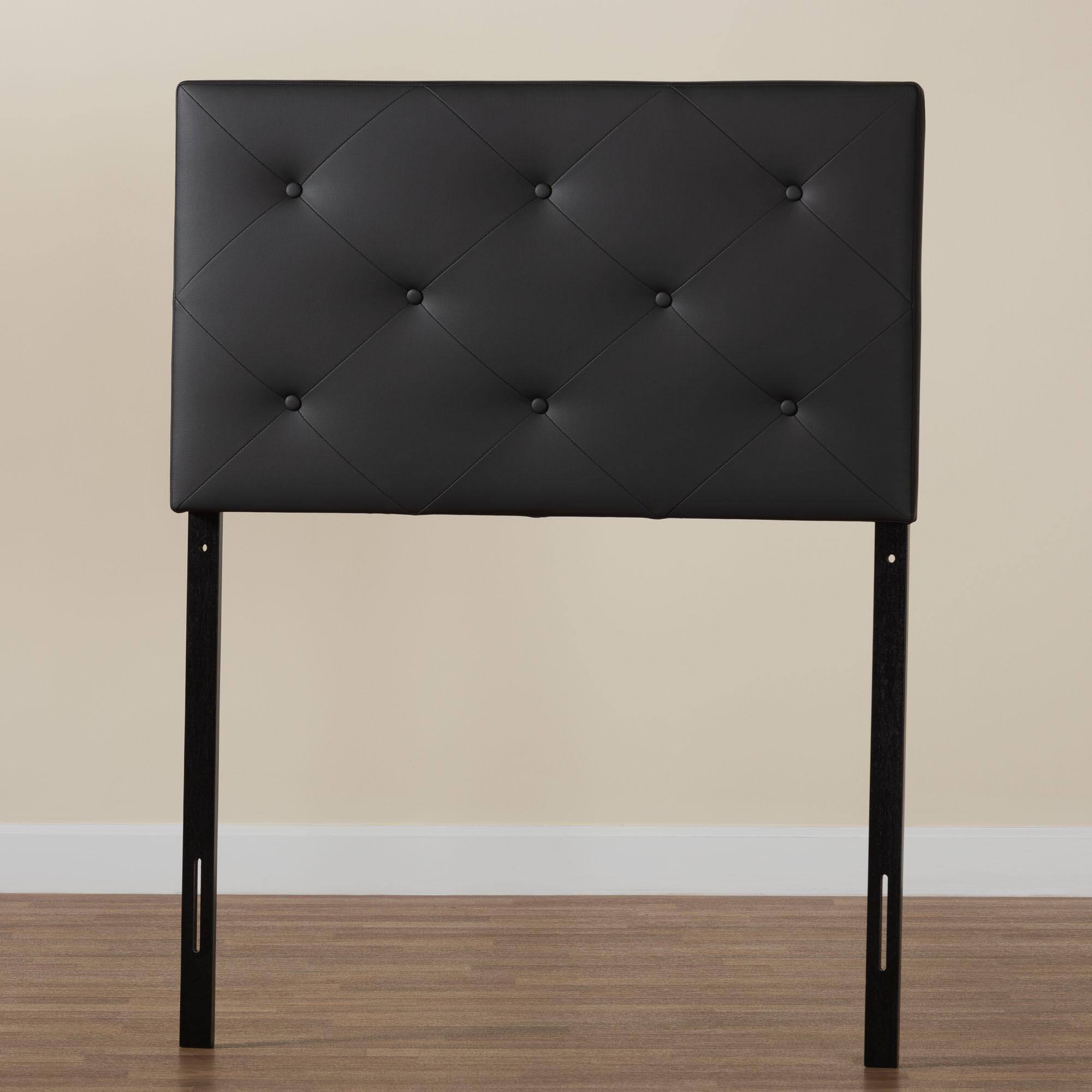 Alt View 1. Baxton Studio - Baltimore Modern and Contemporary Faux Leather Upholstered Twin Size Headboard - Black.