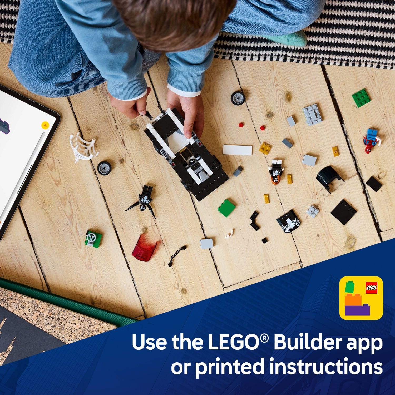 Use the LEGO Builder app or printed instructions.