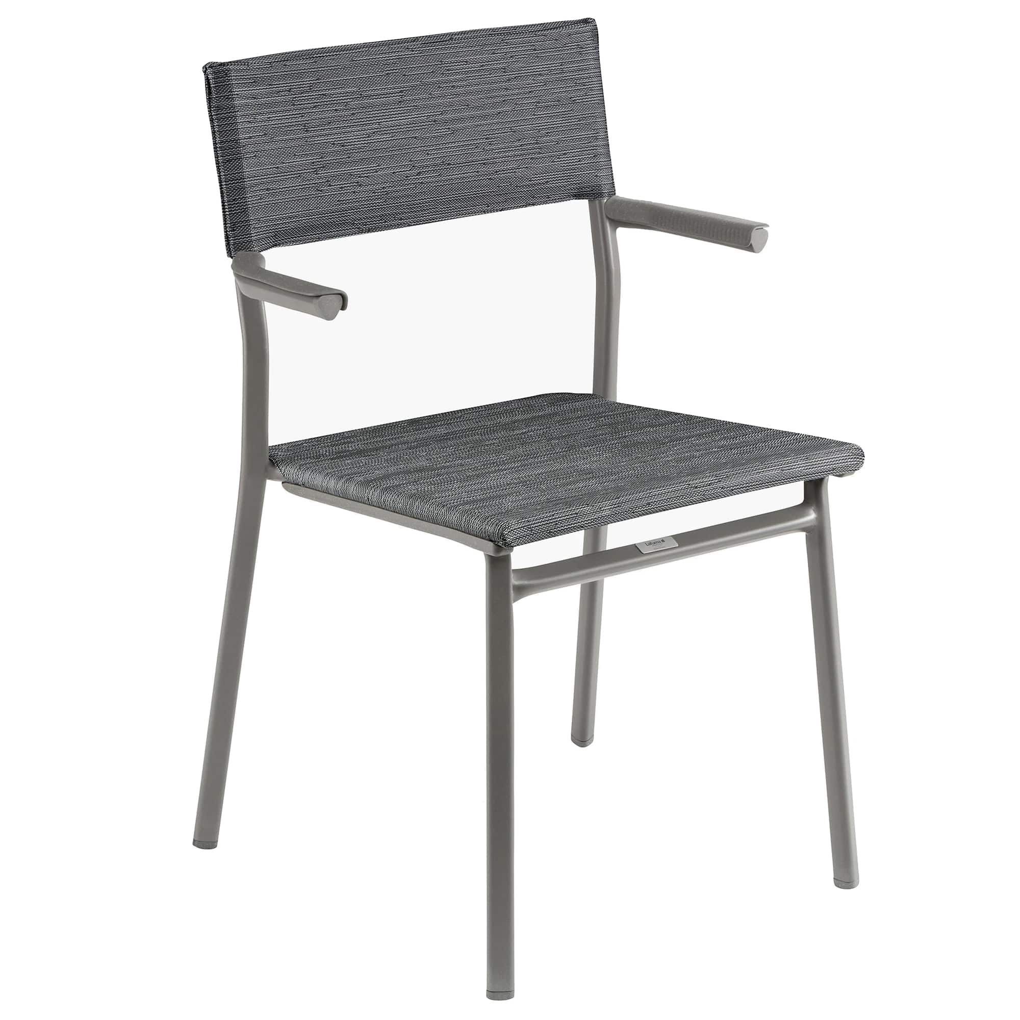 Lafuma - Batyline Duo ORON Outdoor Dining Armchair, Titanium/Obsidian (Set of 2) - Titane Frame - Obsidian, Set of 2