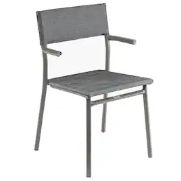 Lafuma - Batyline Duo ORON Outdoor Dining Armchair, Titanium/Obsidian (Set of 2) - Titane Frame - Obsidian, Set of 2