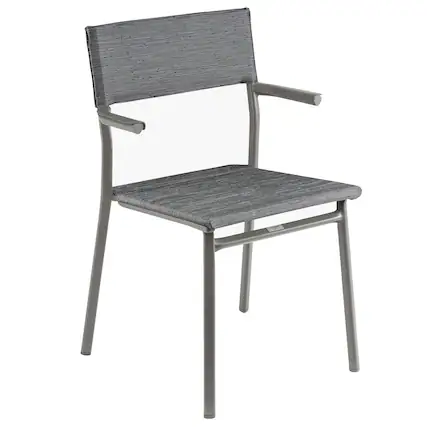 Front. Lafuma - Lafuma Batyline Duo ORON Outdoor Dining Armchair, Titanium/Obsidian (Set of 2) - Titane Frame - Obsidian, Set of 2.