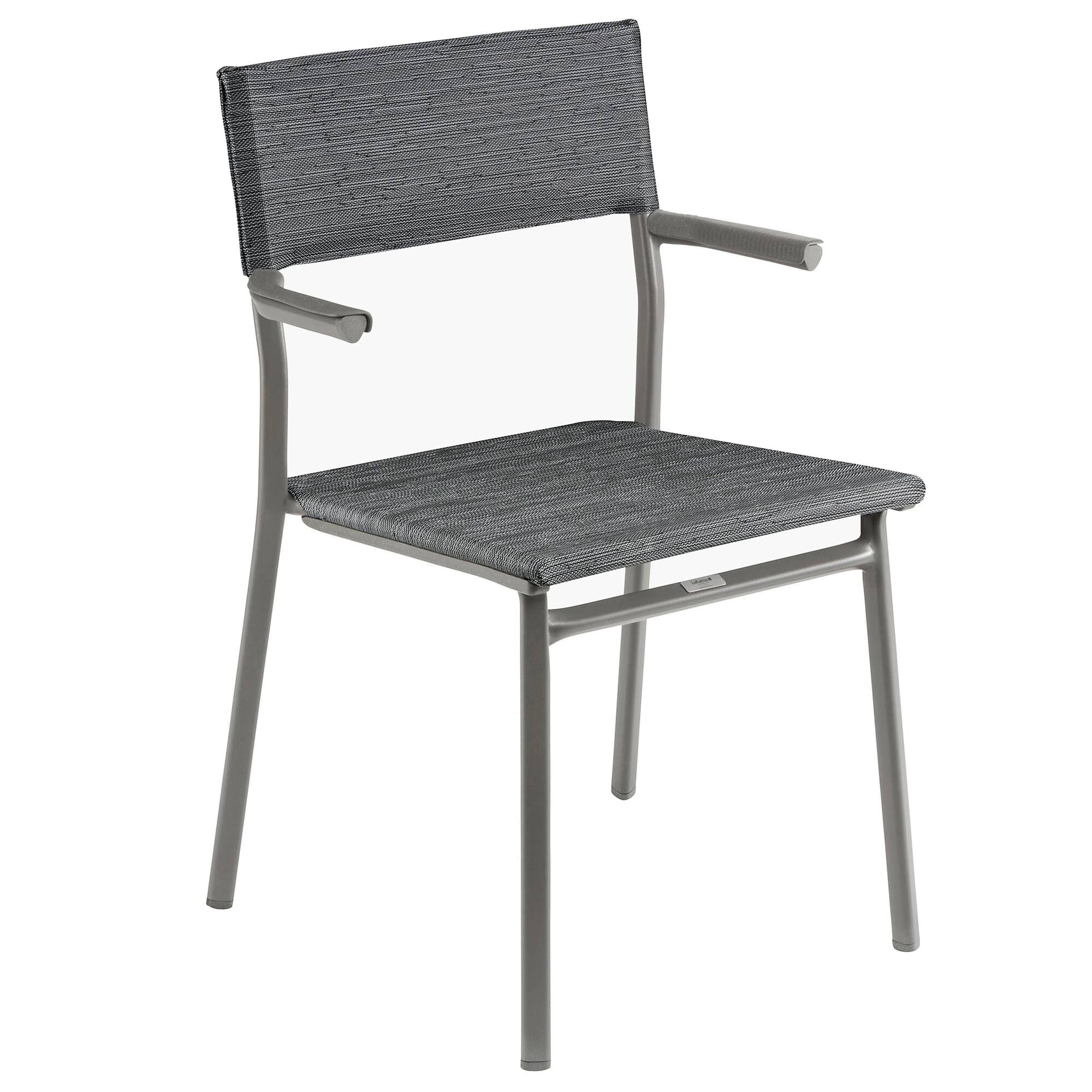 Front. Lafuma - Lafuma Batyline Duo ORON Outdoor Dining Armchair, Titanium/Obsidian (Set of 2) - Titane Frame - Obsidian, Set of 2.