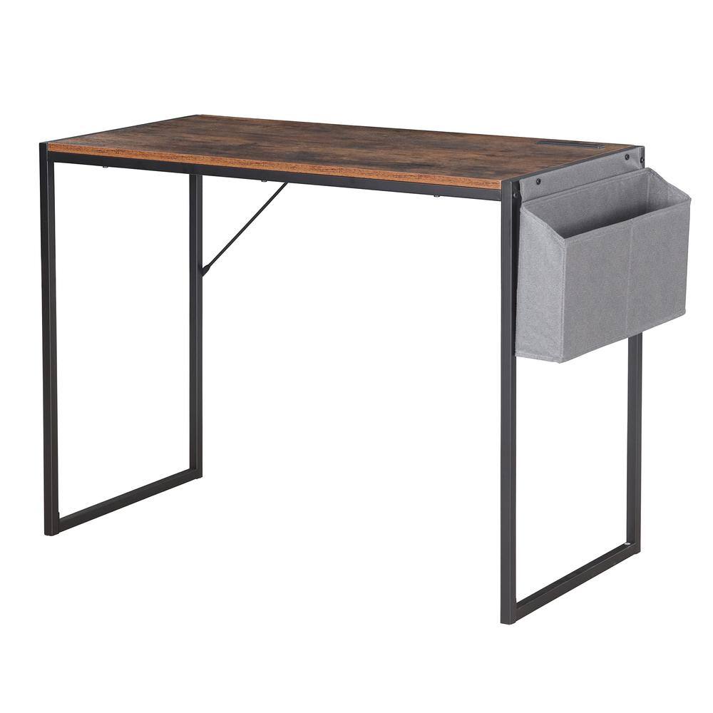Alt View 5. JJS - Small Computer Desk Simple Style Writing Desk - Rusticbrown/Black.