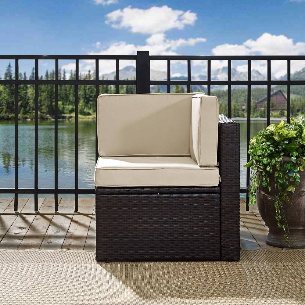Alt View 4. Crosley Furniture - Palm Harbor Wicker Corner Outdoor Sectional Chair - Sand.
