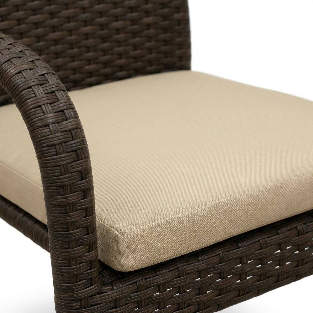 Back. Outdoor Escape - Brown Wicker Patio Chair Set of 2 with Durable Frame and Comfortable Seating - Brown.