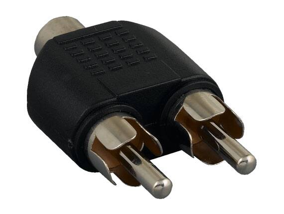Angle. Cable Leader - RCA Mono Male to 2x RCA Mono Female Y-Splitter Adapter, Fully Molded - Black.