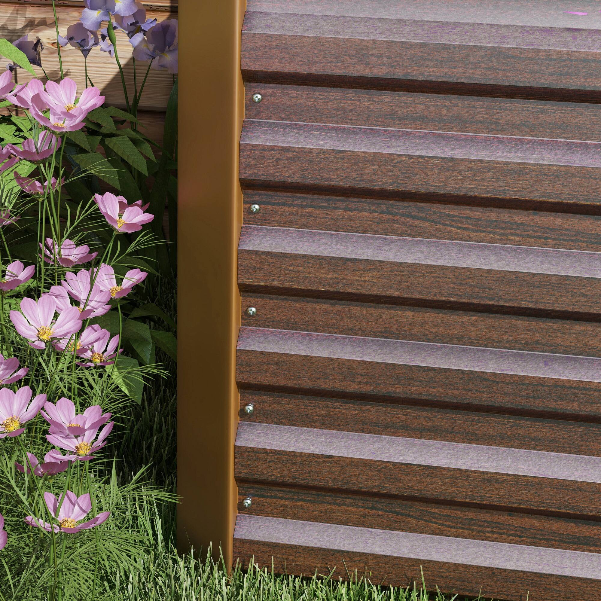 Alt View 7. Outsunny - Galvanized Raised Garden Bed Kit with Safety Edging for Flowers, Herbs and Vegetables - Brown.