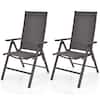 Front. Gymax - Gymax Set of 2 Folding Patio Dining Chair Camping Chair w/ Adjustable Backrest - Grey.