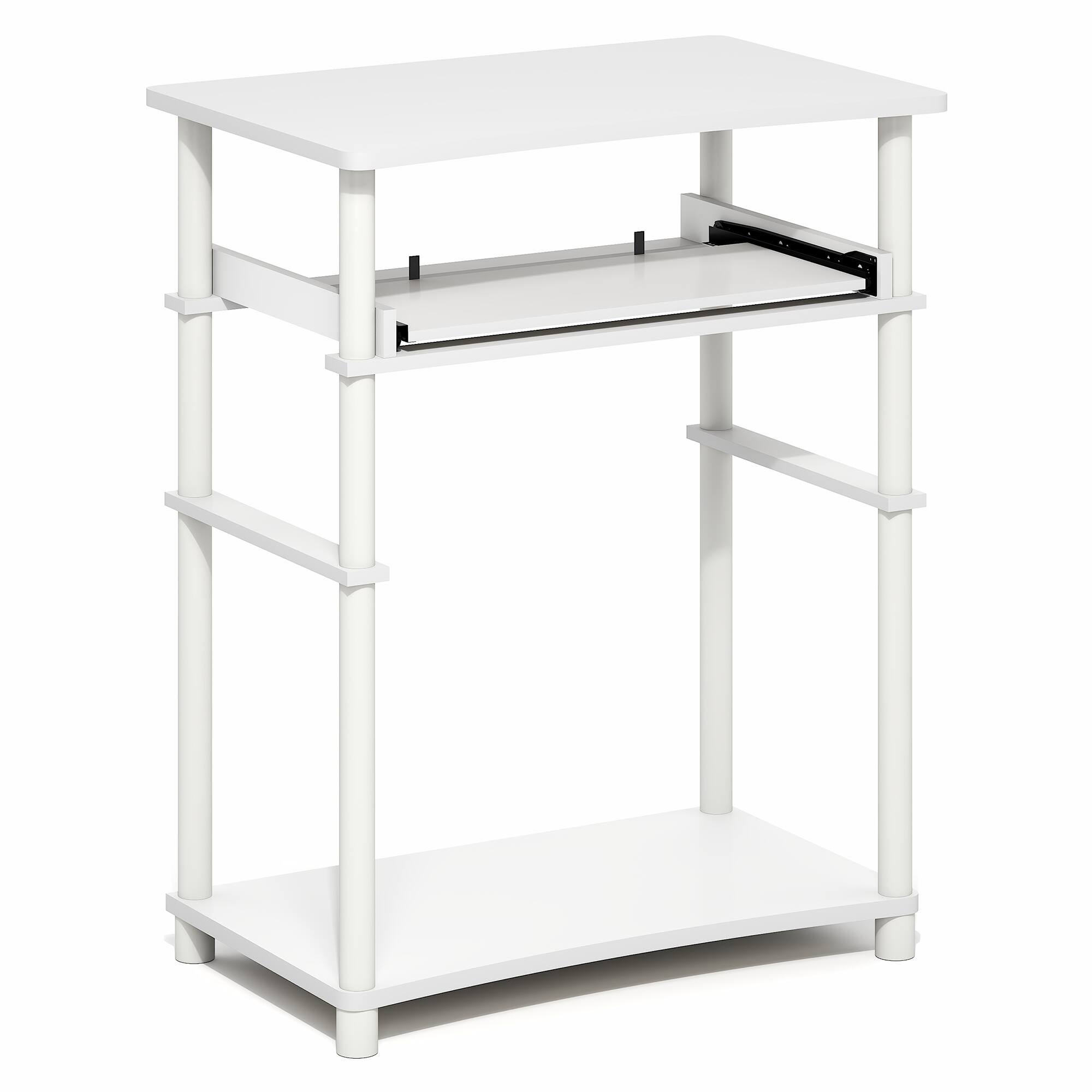 Alt View 6. Furinno - HOME Desk, Gaming Desk, Open Shelf Laptop Notebook Computer Desk, Office Desk for Home Office, Study Room, Dorm, Bedroom - White/White.