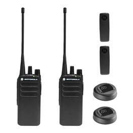 Motorola - CP100D Analog UHF Portable Non-Display Two Way Radio, 16 Channel, 4 Watt - 2 Pack Bundle - Black