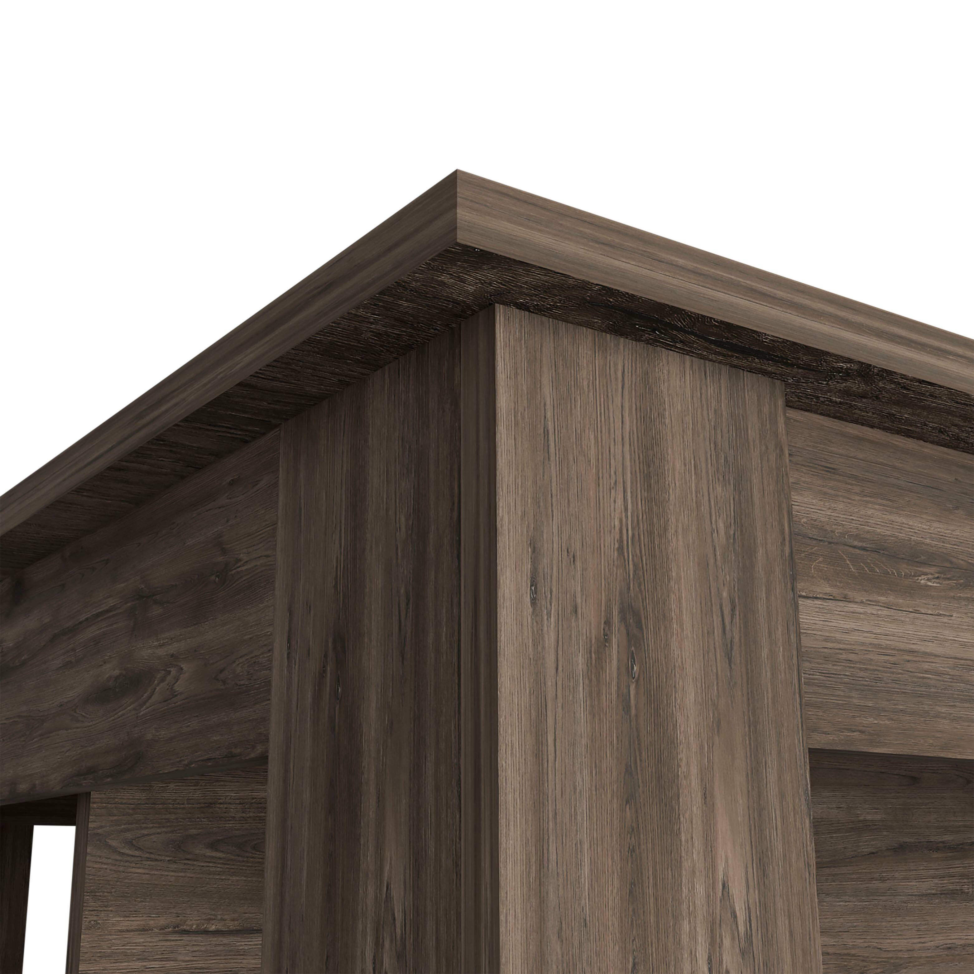 Back. TuHome - Cala Kitchen Island with Four Legs and Three Storage Shelves - Dark Brown.