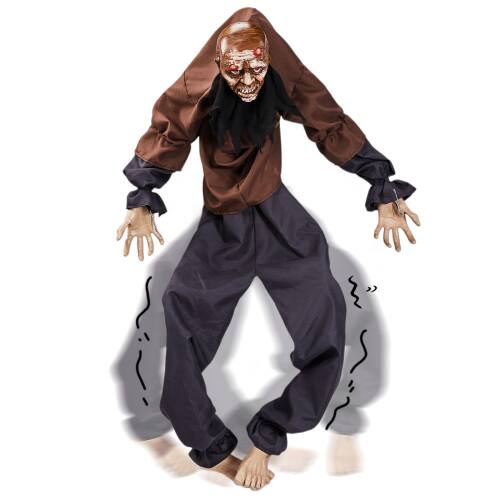 Alt View 1. Winado - 5FT Halloween Hanging Skeleton with Leg Movement, Scary Sounds for Indoor Outdoor Holiday Yard Door Party Decorations - Brown & Gray.
