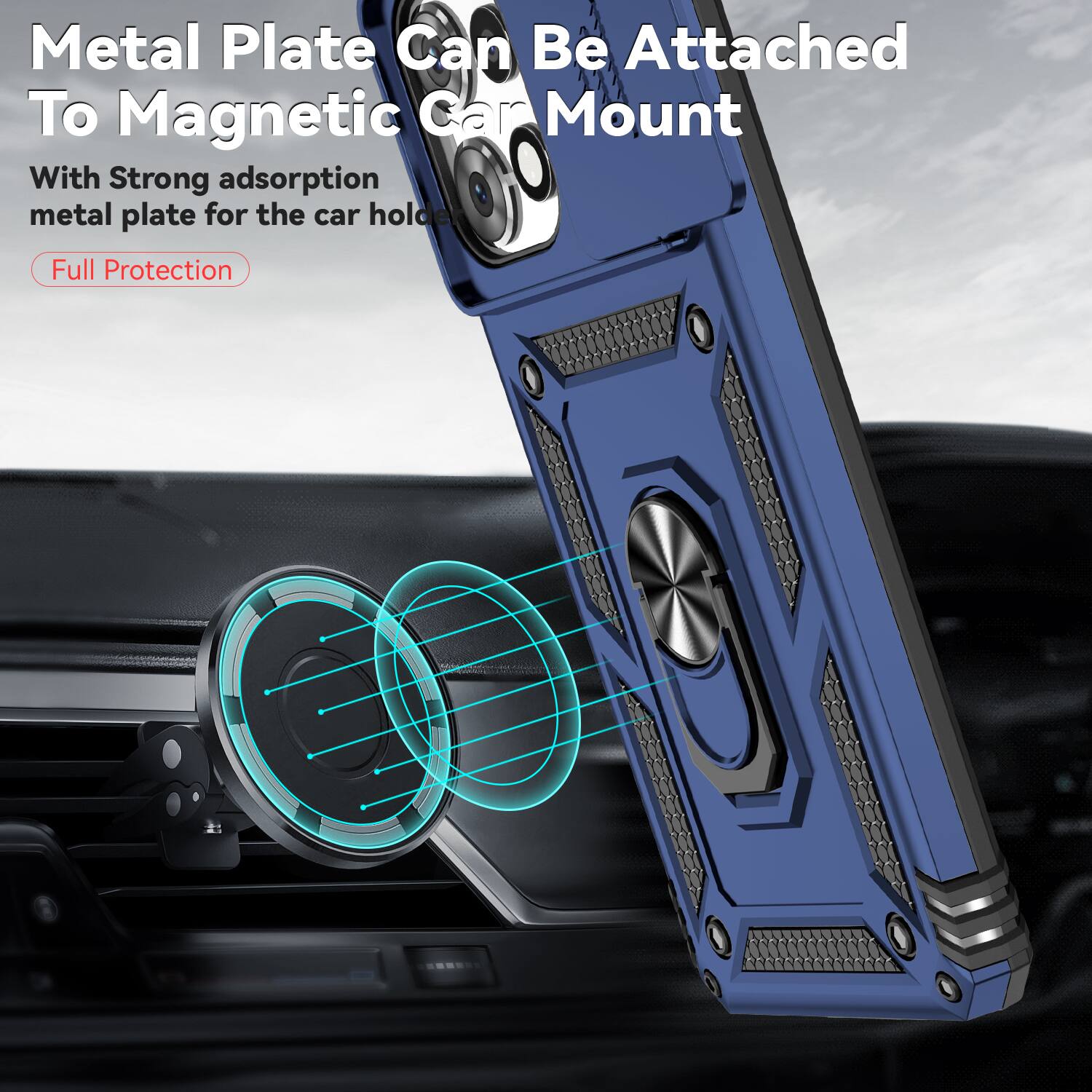 Metal Plate Can Be Attached To Magnetic Car Mount

With Strong adsorption metal plate for the car holder

Full Protection