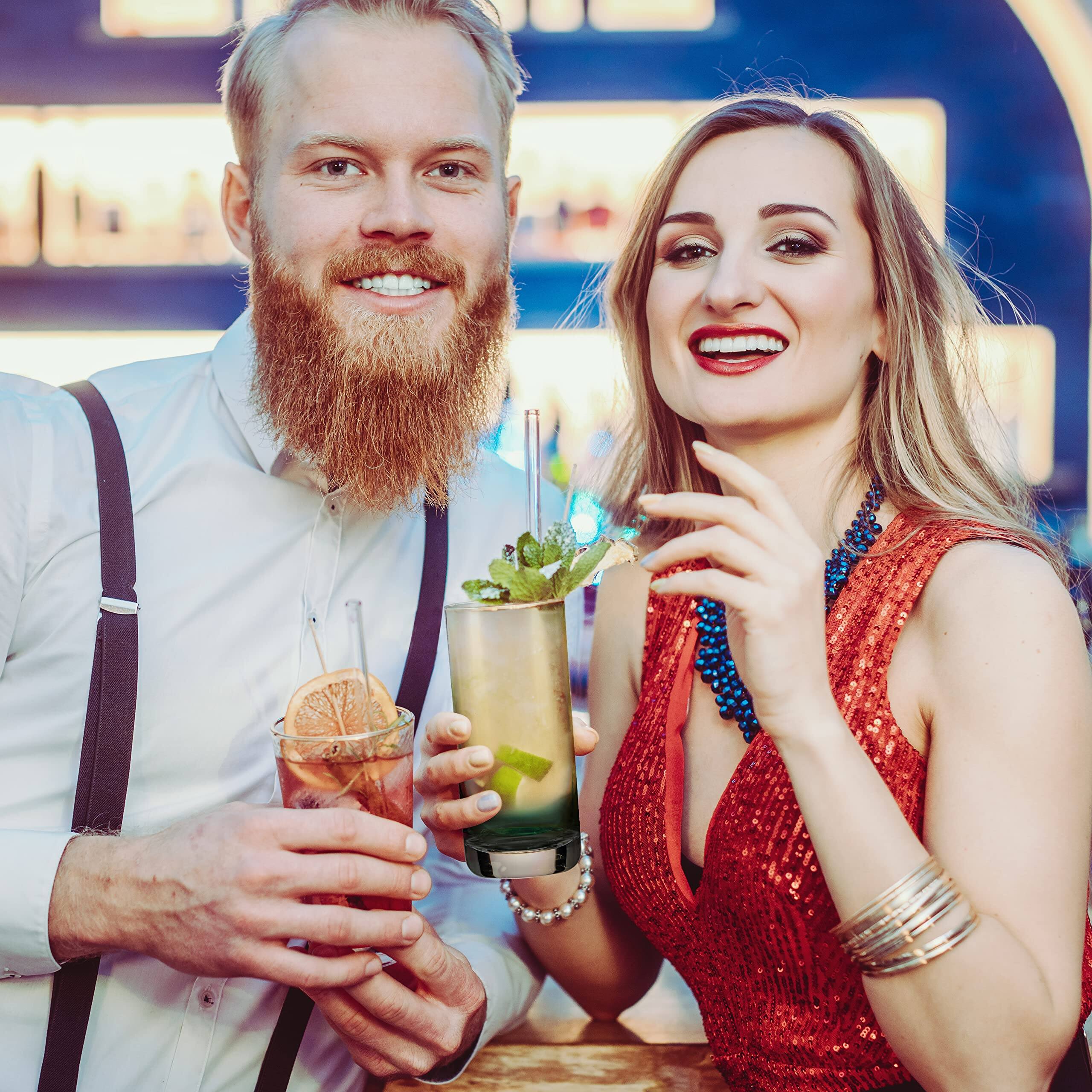 Alt View 6. NutriChef - 12.5oz Highball Drinking Glasses, Set of 4, Heavy Base, Tall Tumbler Glassware for Mixed Drinks, Dishwasher Safe - Clear.