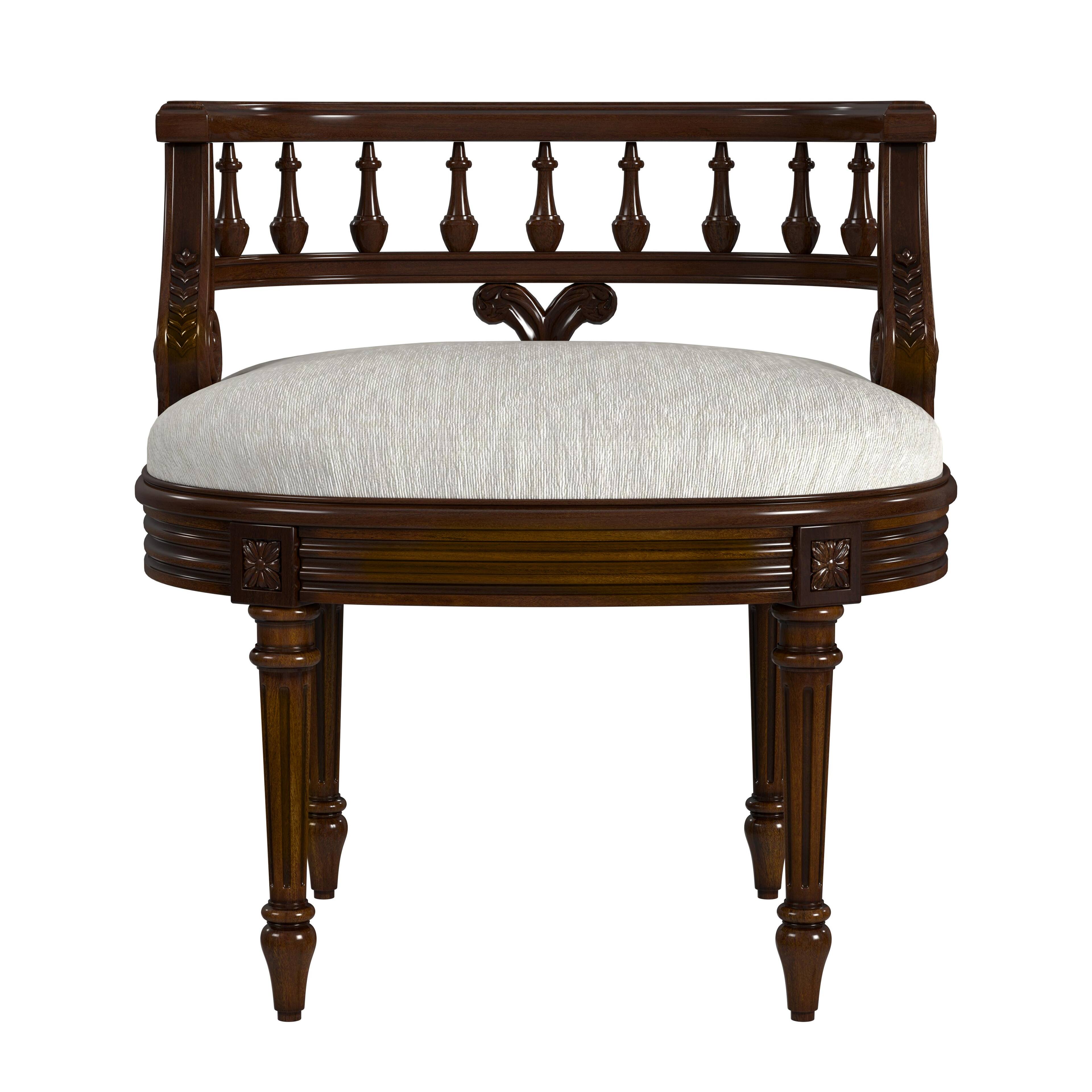 Alt View 2. Butler Specialty - Hathaway 22.5 in. W Oval Upholstered and Wood Traditional Vanity Seat - Medium Brown.