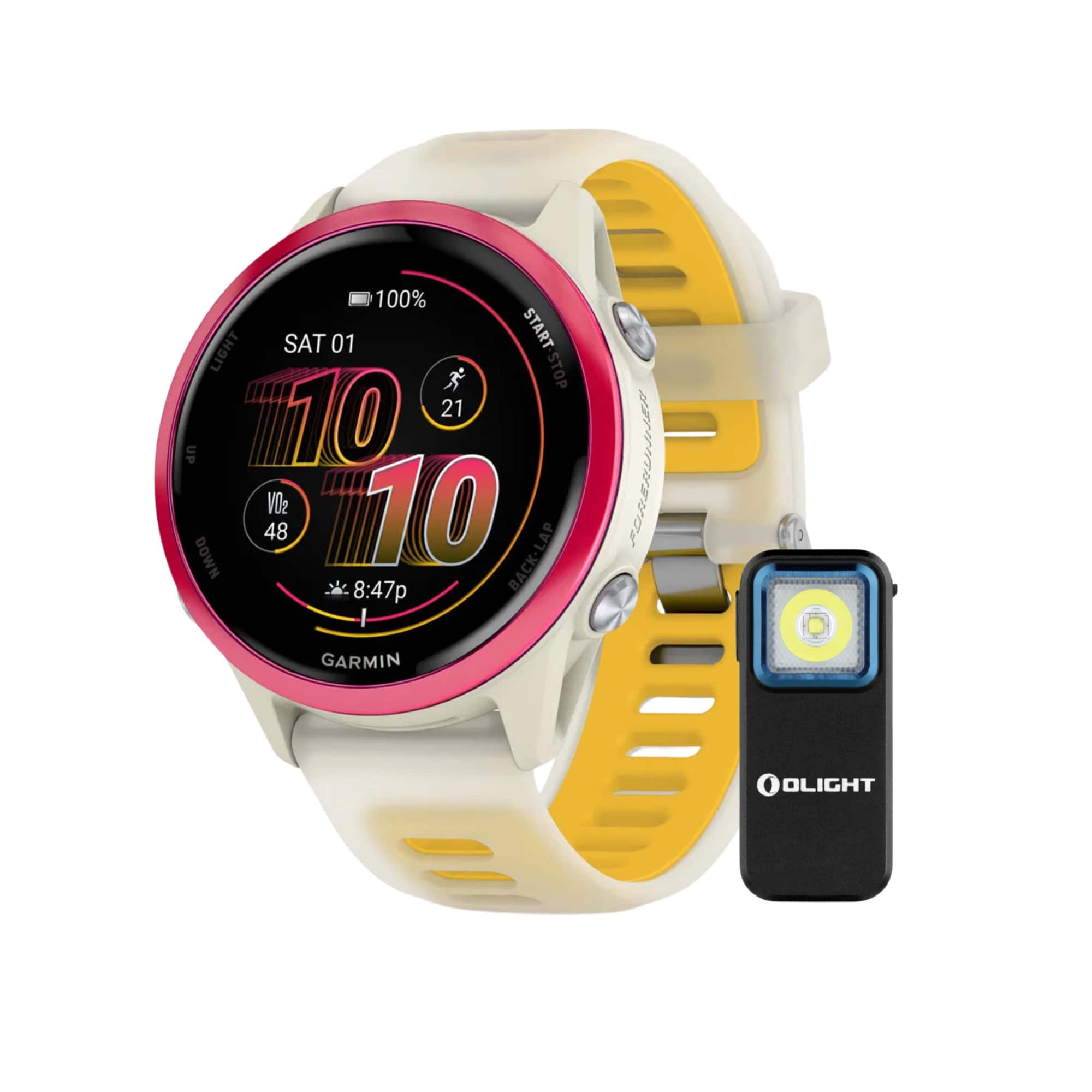 Garmin Forerunner 570 42mm Raspberry Aluminum Bundle with Clip On