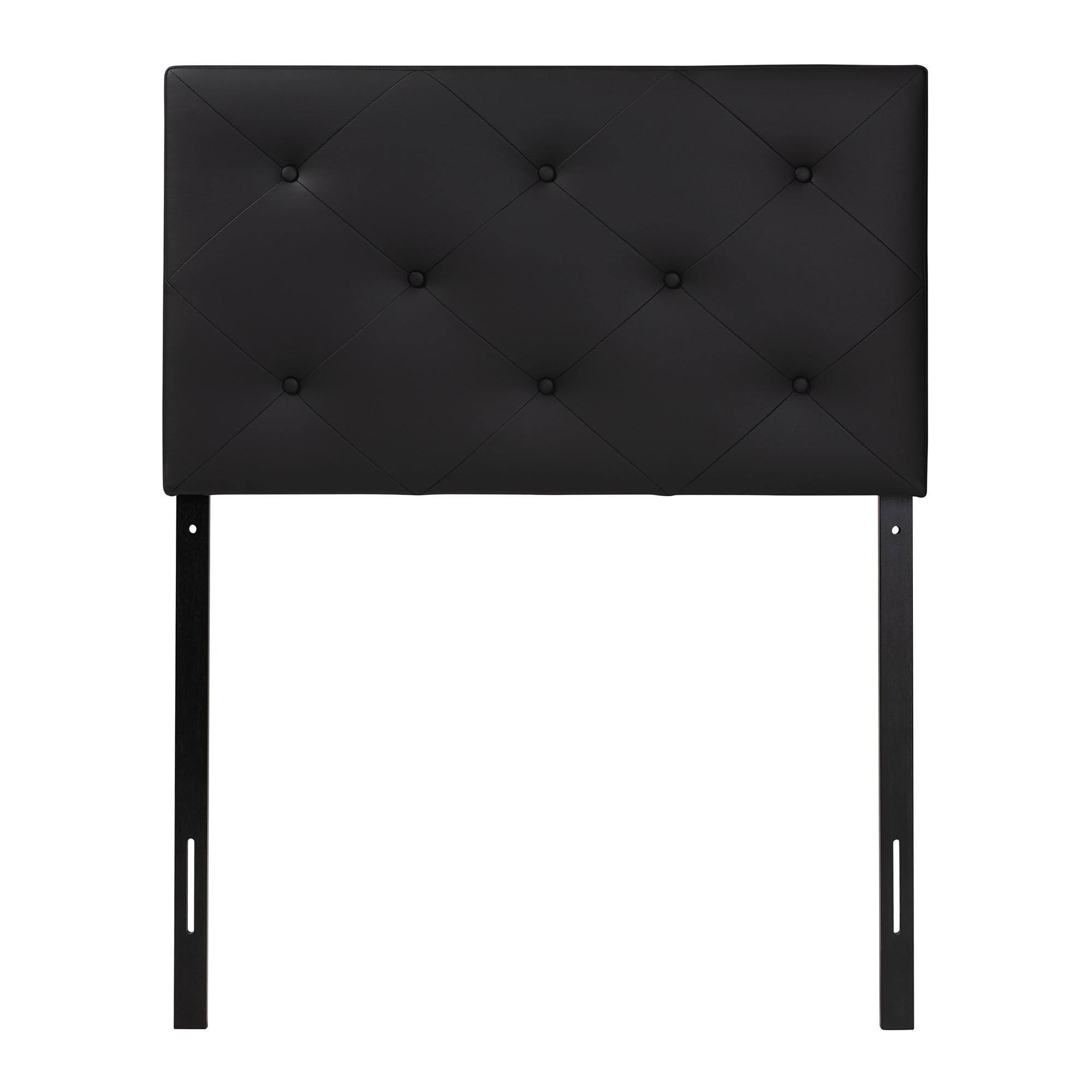 Angle. Baxton Studio - Baltimore Modern and Contemporary Faux Leather Upholstered Twin Size Headboard - Black.