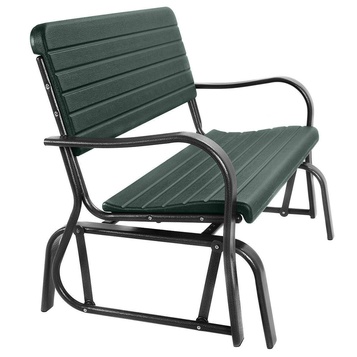 Alt View 5. Costway - Costway Outdoor Patio Swing Porch Rocker Glider Bench Loveseat Garden Seat Steel - Green.
