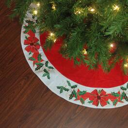 Northlight - 48" Christmas Traditions with White Mistletoe Border Christmas Tree Skirt - Red