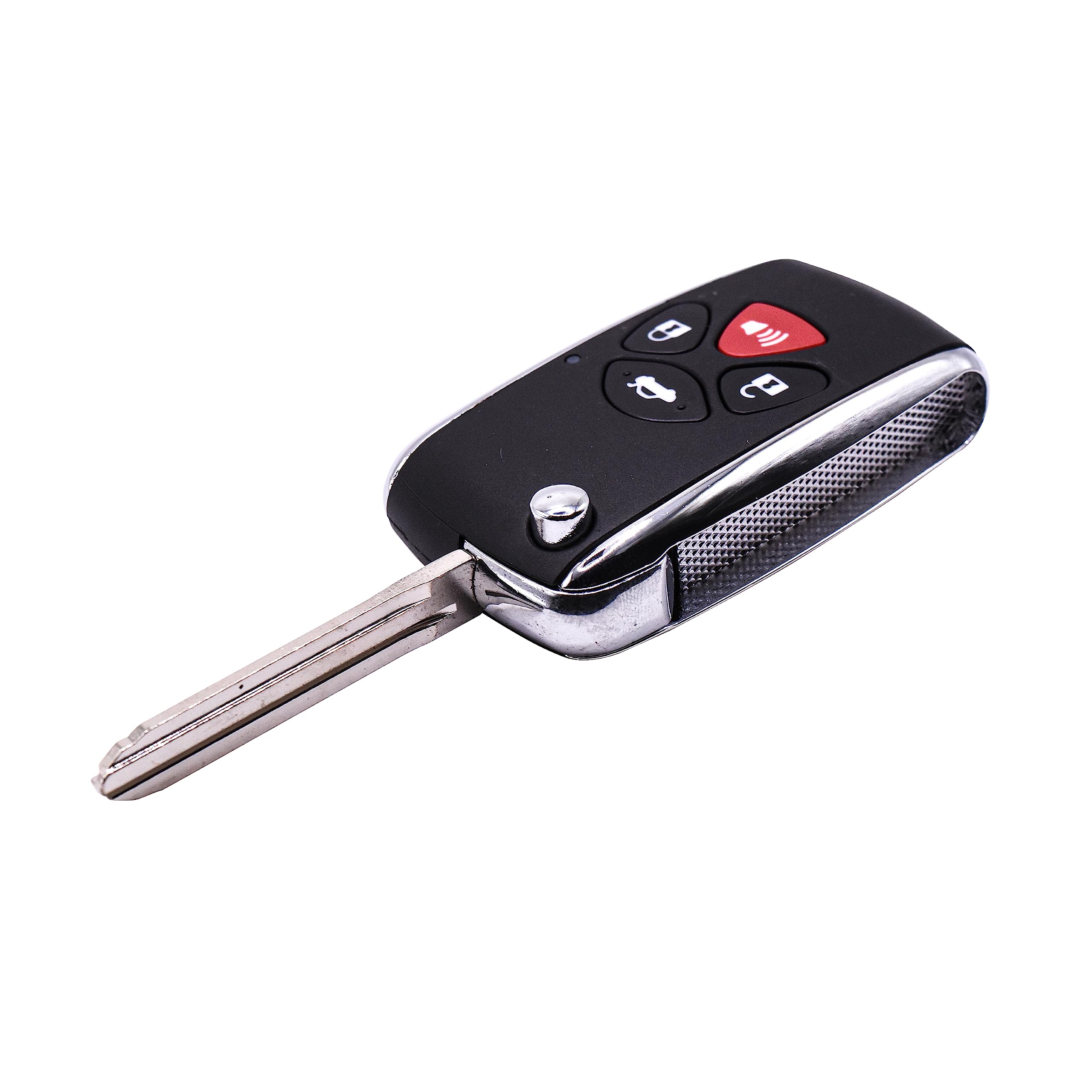 Back. HQRP - 2-Pack Flip Key Fob Shell Case w/ Uncut Blade, 4-Button Remote Housing for Toyota Camry RAV4 Corolla Avalon - Black.
