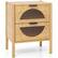Alt View 6. Costway - 1 PCS Bamboo Nightstand with 2 Storage Drawers & Reeded Tempered Glass Fronts Bedroom - Natural.