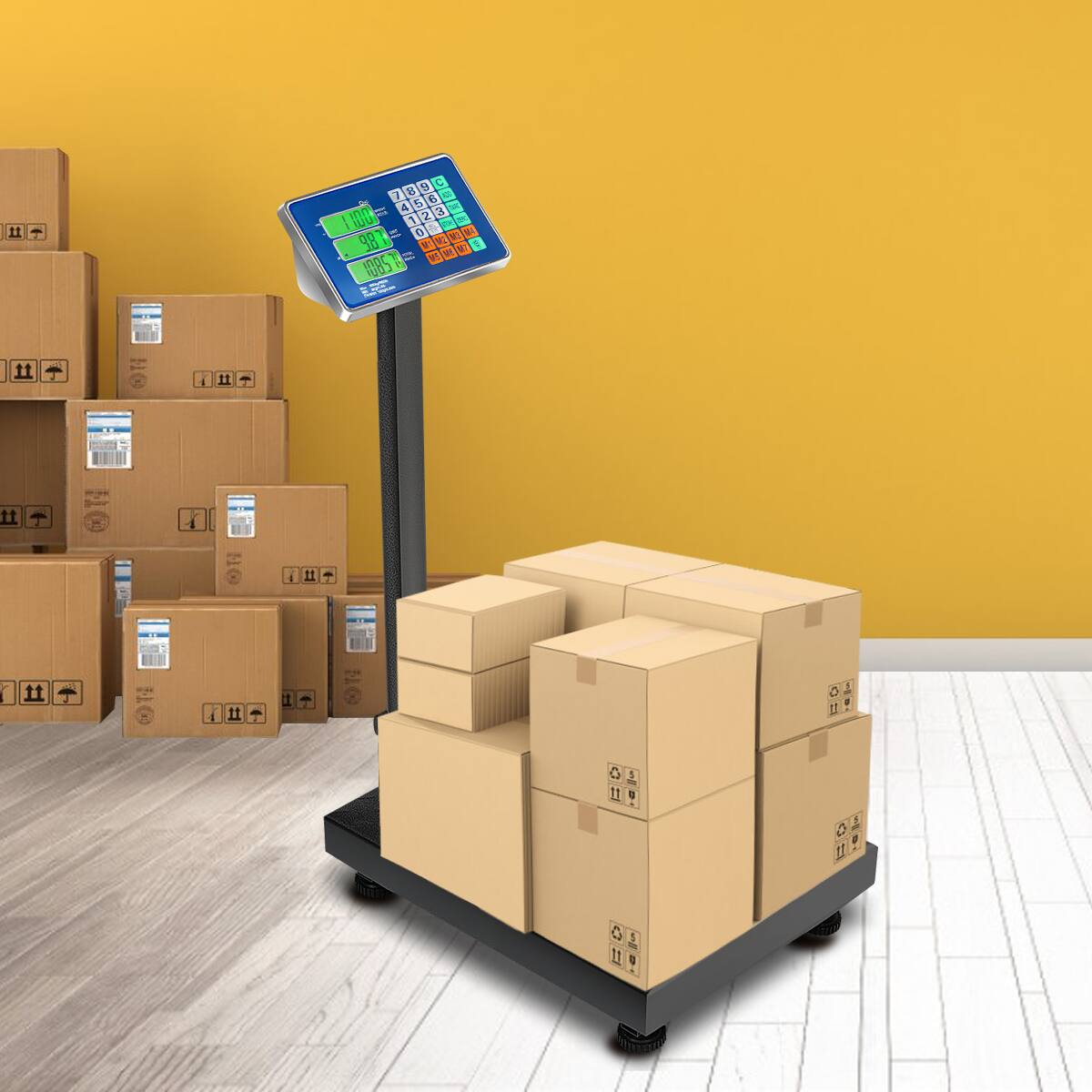 Alt View 1. Costway - Costway 660lbs Weight Platform Scale Digital Floor Folding Scale Postal Shipping Mailing - Silver.